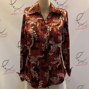 Kasper. Size 4. Satin Long Sleeve Blouse. French Cuffs. Button Up. B91.